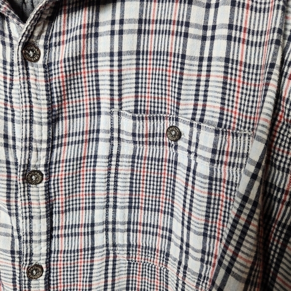 carbon2cobalt Mens Double Cloth Gray Plaid Buttonfront Cotton Shirt-Size XXL - Picture 3 of 7